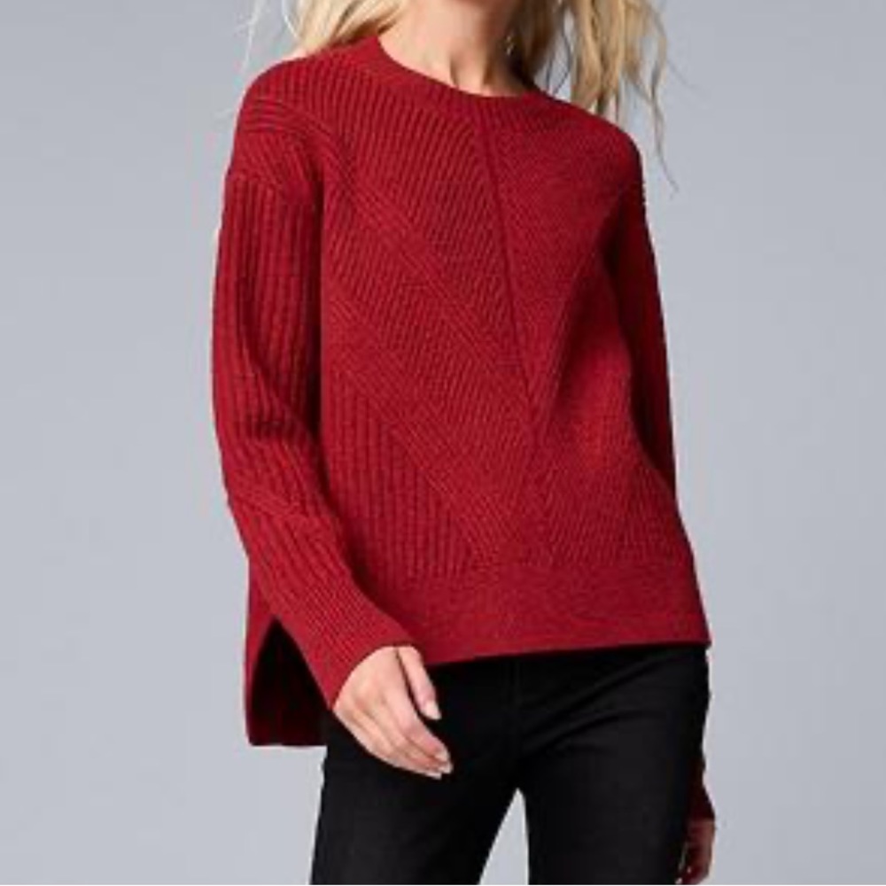 Simply Vera Wang Directional Rib Pullover Sweater